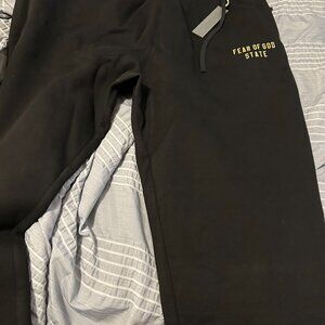 Fear of God Essential State Black Cotton Fleece Sweatpants Mens XXL